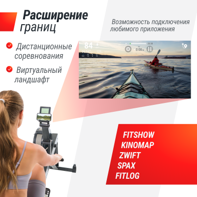 Гребной тренажер UNIX Fit Air Rower-X Black